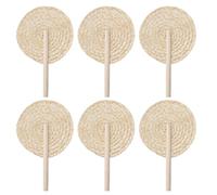 Raffia Hand Fan Bulk - 6 Pieces Wedding Raffia Palmhand Fan | Manual Palm Leaves Bulk Handheld | Farmhouse Fabric Cooling Supplies Table Decoration For Wedding Party