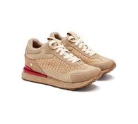 Raffia Harding Wedge Leather Sneakers, Beige, 8 UK