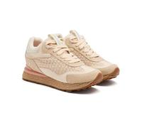 Raffia Harding Wedge Leather Sneakers, White, 7 UK