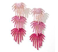 Raffia Palm Leaf Drop Dangle Earring- Handmade Boho Statement Earrings for Summer, Raffia, No Gemstone
