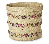 Raffia storage basket Flowers Natural L