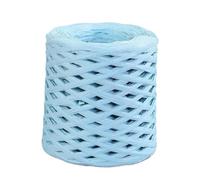 Raffia Straw Yarn， Raffia Paper Ribbon Multicolor 200M Roll for Knitting Crocheting Packing Decor(Light Blue)