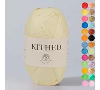 Raffia Yarn, Soft Raffia Yarn for Crochet,328ft,Smooth Raffia for Hand Knitting Summer Hats and Bags (09 Creamy Yellow)