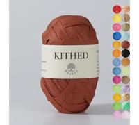 Raffia Yarn, Soft Raffia Yarn for Crochet，328ft，Smooth Raffia for Hand Knitting Summer Hats and Bags (05 Reddish Brown)