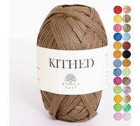 Raffia Yarn, Soft Raffia Yarn for Crochet，328ft，Smooth Raffia for Hand Knitting Summer Hats and Bags (10 Chesnut Brown)