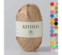 Raffia Yarn, Soft Raffia Yarn for Crochet,328ft,Smooth Raffia for Hand Knitting Summer Hats and Bags (03 Cream Brown)