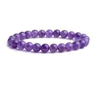 Raffici Anxiety Natural Stone Healing Adjustable Stretch Gemstone Beads with Quote Card for Women Teen Girls Christmas Birthday Gifts (Amethyst)