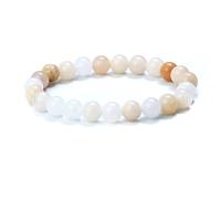 Raffici Mixed Moonstone Bracelet Bead 8 mm Anxiety Relief Chakra Healing Adjustable Stretch Gemstone Unisex