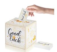 Raffle Ticket Box with Slot, Enter to Win Donation Boxs with Raffle, Gold Donation Ballot Box Safe Suggestion Boxs with Cards for Business Voting Collecting Card Contest Charity, 6" x 6" x 6"