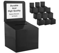 Raffle Ticket Donation Collection Ballot Box Reusable Sturdy thick Cardboard with Slot comment Suggestion Box With Removable Header 6H x 6W x 6D, Display area 6H x 6W(Black10 pack)