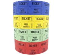 Raffle Tickets Double Roll - 8000 Total 50/50 Raffle Tickets for Events, Entry, Class Reward, Fundraiser, Carnivals, Door Prizes, Color Red Yellow Blue and Green