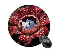 Rafflesia with Flies Mouse Pad Round Laptop Mouse Mat Cute Computer Mousepad Keyboard Pad Non-Slip Desk Pads for Gaming Office Work Home