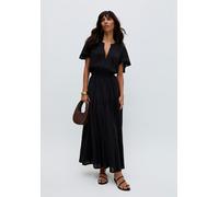 Raffya Candice Flutter Sleeve Jacquard Maxi Dress In Black - 14