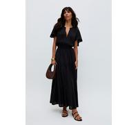 Raffya Candice Flutter Sleeve Jacquard Maxi Dress In Black - 8