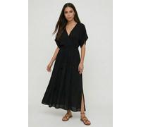 Raffya Candice Flutter Sleeve Jacquard Maxi Dress In Black Black