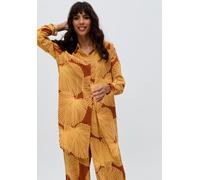 Raffya Clyde Button Down Abstract Leaf Print Shirt - Yellow - 16