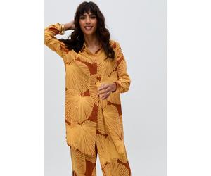 Raffya Clyde Button Down Abstract Leaf Print Shirt - Yellow - 16