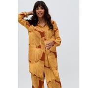 Raffya Clyde Button Down Abstract Leaf Print Shirt - Yellow - 18