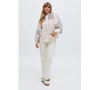 Raffya Demi Embroidered Balloon Sleeve Shirt - Cream - 14