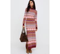 Raffya Elvis Longline Folk Jacquard Maxi Dress PINK MULTI SIZE 10