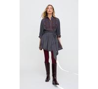 Raffya Julie Embroidered Skater Mini Skirt In Dark Grey Grey