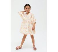 Raffya Kids Soipoi Ruched V-Neck Matisse Print Dress In Multi - 3 years