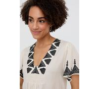 Raffya Liberty V-Neck Embroidered Mini Dress In Cream Cream 16