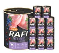 Rafi Complete Wet Dog Food: Meat & Natural Ingredients, Grain-Free, Immune-Boosting Superfoods in Every Flavour! Healthy & Tasty Nutrition for All Breeds! (Rabbit, 12x800g)