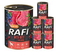 Rafi Complete Wet Dog Food: Meat & Natural Ingredients, Grain-Free, Immune-Boosting Superfoods in Every Flavour! Healthy & Tasty Nutrition for All Breeds! (Beef, 6x400g)