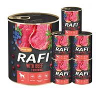 Rafi Complete Wet Dog Food: Meat & Natural Ingredients, Grain-Free, Immune-Boosting Superfoods in Every Flavour! Healthy & Tasty Nutrition for All Breeds! (Beef, 6x800g)