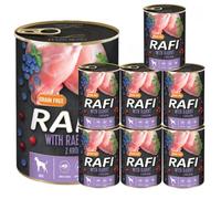 Rafi Complete Wet Dog Food: Meat & Natural Ingredients, Grain-Free, Immune-Boosting Superfoods in Every Flavour! Healthy & Tasty Nutrition for All Breeds! (Rabbit, 8x400g)
