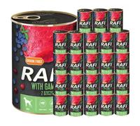Rafi Complete Wet Dog Food: Meat & Natural Ingredients, Grain-Free, Immune-Boosting Superfoods in Every Flavour! Healthy & Tasty Nutrition for All Breeds! (Game, 24x400g)