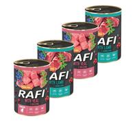 Rafi Junior Complete Wet Dog Food Veal & Lamb Mixed Selection Grain Free Puppies & Young Dogs 4 x 400g Cans
