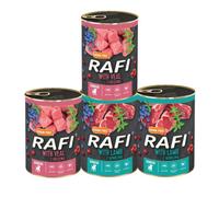 Rafi Junior Wet Dog Food Veal & Lamb Mixed Selection Puppy & Young Dog Complete Recipe 4 X 400G Cans