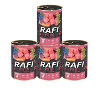 Rafi Junior Wet Dog Food Veal Puppy & Young Dog Complete Recipe 4 X 400G Cans