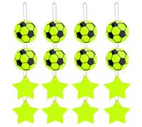 RAFIYU 16PCS Reflector Pendant, Safety Reflector Pendant Soccer Keychains Kids Keyring Reflective Pendant with Chains for School Bag Backpack Cycling Walking Running(Star+Football)