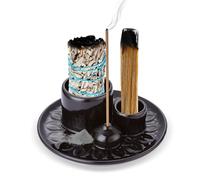 RAFIYU 4 in 1 Incense Holder, Ceramic Incense Burner Holder Sage Palo Santo Burner Bowl, Incense Stick Holder with Ash Catcher Tray Ideal for Home Decor, Meditation and Yoga