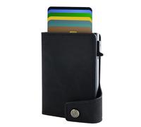 RAFIYU Card Holder with RFID Protection - Pop Up Quick Access Wallet for Men - Slim Wallet for 9 Credit Cards - Black Minimalist Smart Wallet