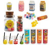 RAFIYU Miniature Food and Drink,Mini Food, 18 Pcs Miniature Kitchen Toys Accessories, Miniature Dolls House Food Accessories, Miniature Christmas Sweets and Drinking Set for 1:12 Dollhouse