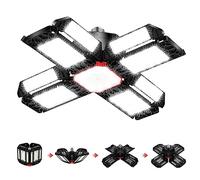 Rafow 200W LED Garage Light 1 Pack - 20000LM 6500K Deformable Ceiling Lighting Fixture with 12 Adjustable Panels - E26/E27 Bay Light for Garage | Basement | Shop | Workshop | Barn | Warehouse