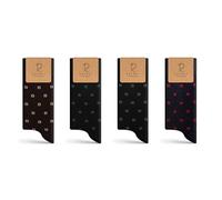 RAFRAY Bamboo Viscose Dress Socks - Squared - Men's Premium Crew Socks in Gift Box, 4 Pairs, Size US 7-11, Navy, Brown, Black, Black, 7-11.5