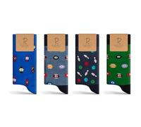 RAFRAY Premium Funky Crew Socks Gift Box Set - Colorful Fun Designs Premium Cotton 2-4 Pairs, Size US 5-11.5 / EU 36-44, Pool & Bowling: Blue, Grey, Navy, Black, 7-11.5