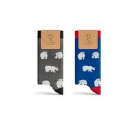 RAFRAY Socks - Funky Socks - Polar Bear Socks in Gift Box - Premium Cotton - 2 Pairs - Size 7-10, blue, grey, 40-44