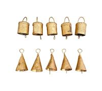 Rafstya 10 Pcs Vintage Hanging Bells Christmas Decorations Bells for Home Decor, Cow Bells Decoration with Rope Style A