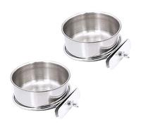 Rafstya 2 Pack Bird Cage Food Water Dispenser Parrot Food Dish Bird Feeder Cup for Cage, Stainless Steel Bird Food Holder Container for Parrot Macaws Ferret Parakeet Cockatiel Budgerigar