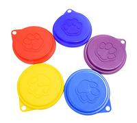 Rafstya 2 Pcs Reusable Pet Dog Can Tin Food Covers With Print Fresh Pet Cans Plastic Lid Caps-Random Color