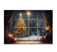 Rafstya 210X150cm Christmas Background Cloth Christmas Tree Snowflake Decoration Children Photography Background Cloth,H
