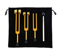 Rafstya 3Pack Tuning Fork Set (128Hz, 256Hz, 512Hz) Tuning Fork Kit for Healing, Chakra, Sound Therapy, Slider Fork (Gold)