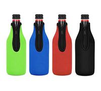 Rafstya 4 Pack Beer Bottle Insulator Sleeve Keep Drink Cold,Zip-Up Bottle Jackets,Beer Bottle Cooler Sleeves,Neoprene Cover