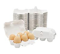 Rafstya 50 Pieces Paper Egg Cartons for Chicken Eggs Pulp Fiber Holder Bulk Holds 6 Count Eggs Farm Market Travel